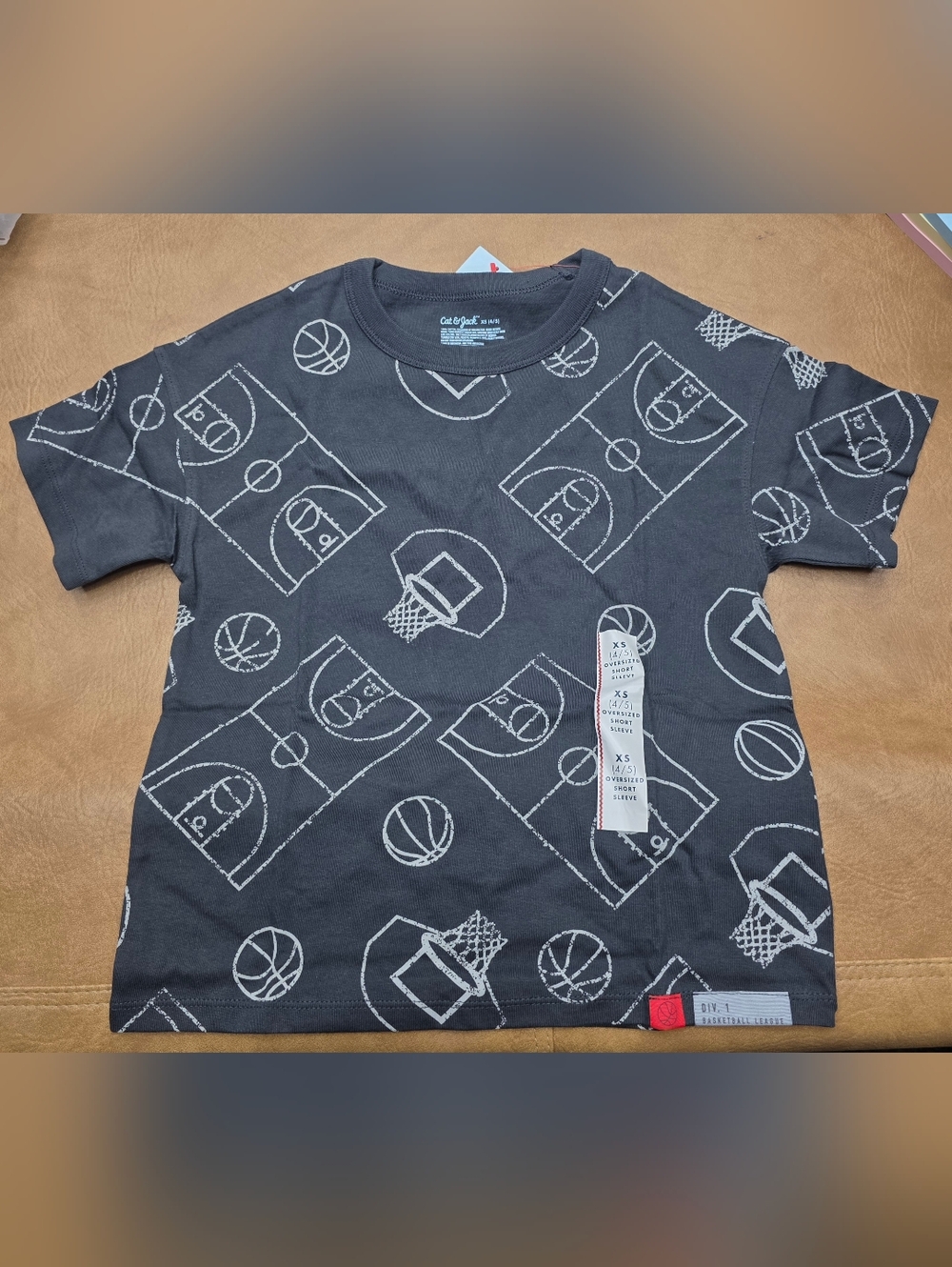 Cat & Jack Charcoal Gray Basketball Court Graphic Tee